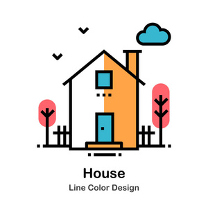 住宅线条颜色图标