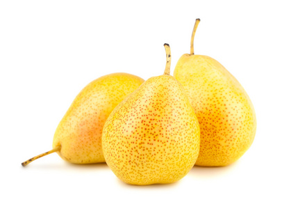 三个梨三个成熟的黄梨照片