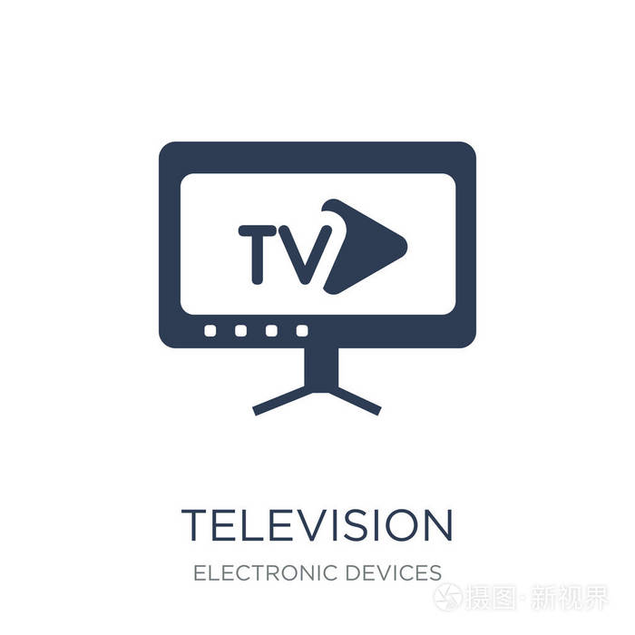 电视图标时尚的平面向量电视图标在白色背景从电子设备汇集向量例证可