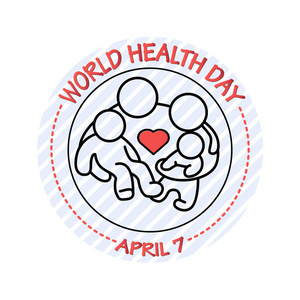 家庭图标的向量插图。世界卫生日卡。4月7日