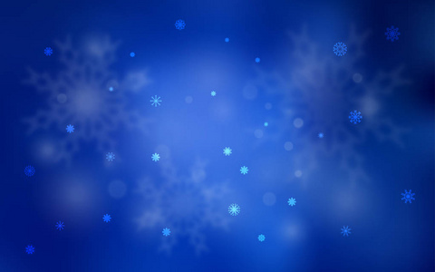 深蓝色向量覆盖与美丽的雪花。闪亮的彩色插图与雪在圣诞节风格。该模板可用作新的年份背景