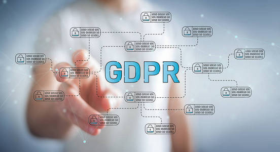 模糊背景下的商人 Gdpr 法律界面保护他的数据