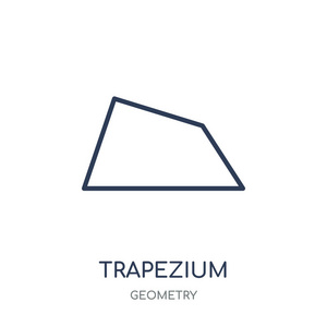 梯形图标。从几何收藏的梯形线性符号设计。简单的大纲元素向量例证在白色背景