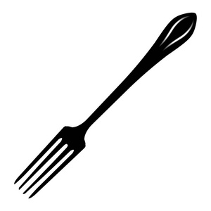 吃和吃的叉子在白色背景下分离的食物剪影