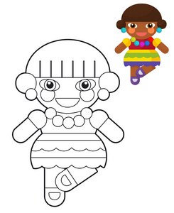 卡通女孩男孩娃娃着色页图为孩子们