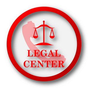 法律中心图标。白色背景上的互联网按钮
