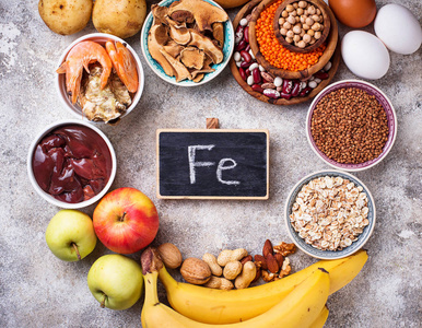 铁的健康产品来源. 富含铁的食物照片