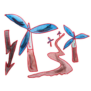 绘图动态在白色的背景动态绘图儿童水彩风能源卡通照片