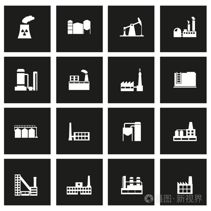 矢量黑工厂图标集