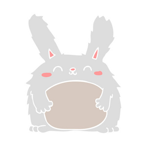 扁平色风格卡通毛茸茸的兔子