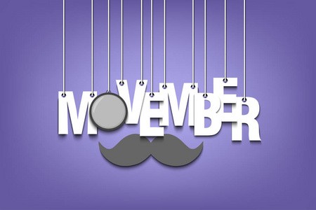 Movember 字挂在绳子上