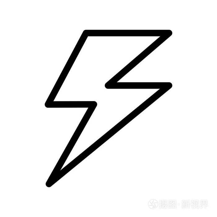 白色backgrou 上的闪电图标矢量符号与符号分离