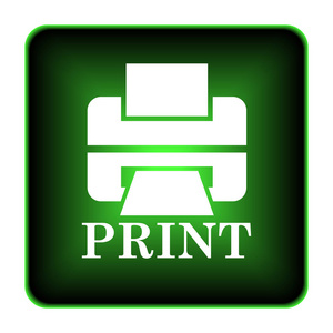 带有 word 打印图标的打印机.白色背景上的互联网按钮照片