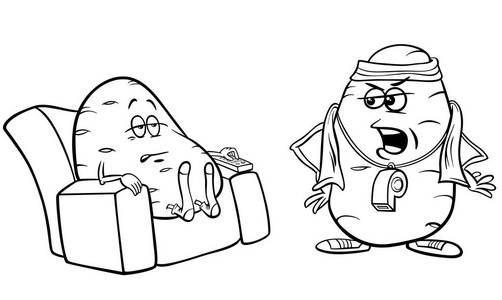 黑白卡通幽默概念例证沙发土豆说