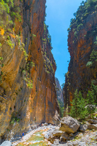 著名的萨马利亚峡谷，克里特岛，希腊获得通过
