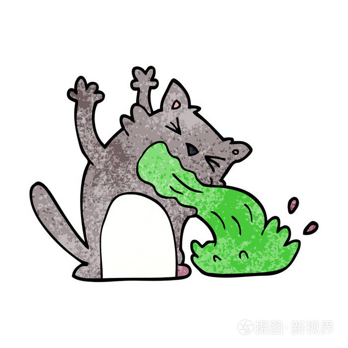 卡通涂鸦一只生病的猫