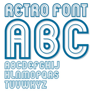 套矢量圆大写字母英文字母字母隔离, 可用于复古海报设计照片