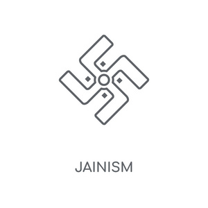 jainism 线性图标。jainism 概念笔画符号设计。薄的图形元素向量例证, 在白色背景上的轮廓样式, eps 10
