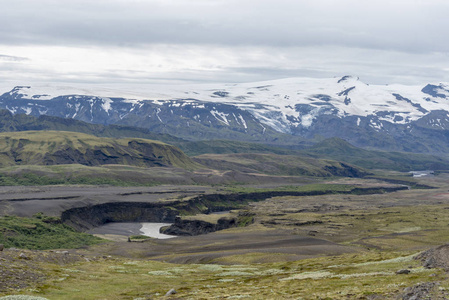 冰岛景观与雪山