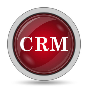 Crm 图标。白色背景上的互联网按钮