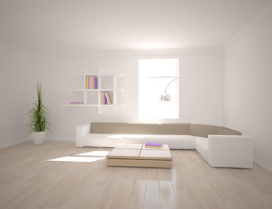 房子 3d 渲染的的白色室内设计.照片