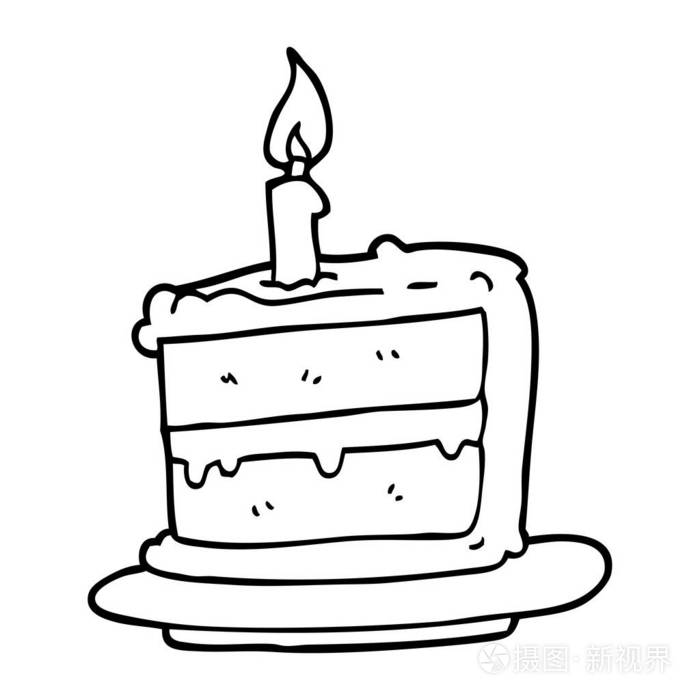 线条画动画片生日蛋糕