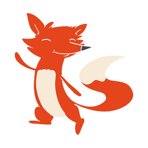 纯色风格动画片快乐狐狸