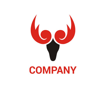 黑色剪影头鹿驯鹿鹿角角自然野生动物标志设计理念图