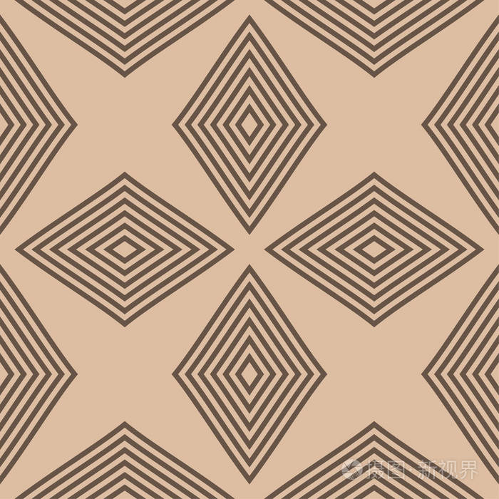 几何装饰品。用于网络纺织品和墙纸的米色和褐色无缝图案