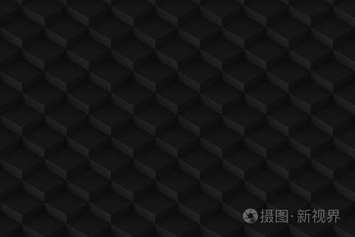 黑色正方形抽象背景3d渲染背景