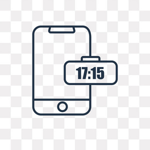 数字时钟矢量轮廓图标隔离在透明背景上, 高质量的线性数字时钟透明度概念可以使用网络和移动