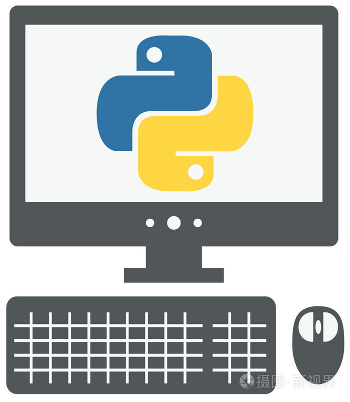 矢量图标与 python 标志在屏幕上的个人电脑插画-正版商用图片08z2od-摄图新视界
