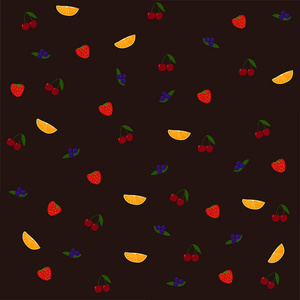 矢量与橙 蓝莓 草莓和樱桃的无缝模式