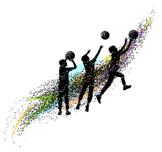 彩色篮球剪影动态图片