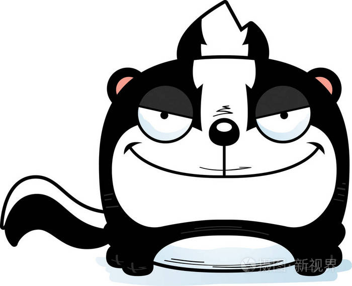 一只臭鼬带着狡猾的表情的卡通插图