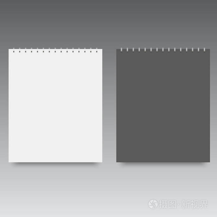 空白的螺旋笔记本模板模拟黑白相间的盖子向量
