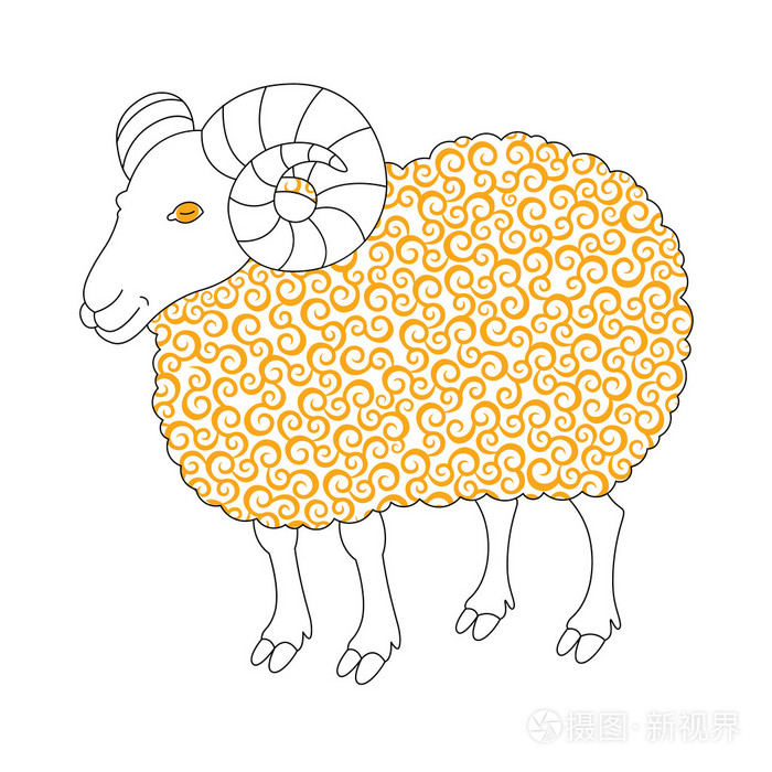 与金色卷发的可爱羊