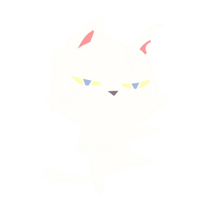 强硬的扁平颜色风格动画片猫