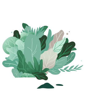 向量抽象绿色树植物动画片图标照片