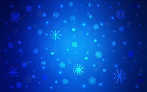深蓝色向量覆盖与美丽的雪花。现代几何抽象插图与冰晶体。该模式可用于新年广告, 小册子