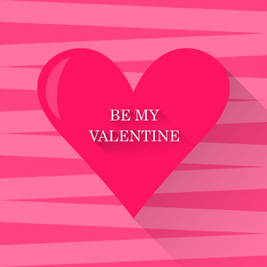 时尚平面样式的情人节贺卡设计中使用粉红色彩色用心明亮图
