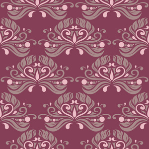 紫红色花卉无缝图案。背景与花设计元素为墙纸纺织品和织品