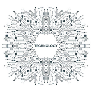 电路板矢量, 白色背景.技术背景.黑色和白色版本照片