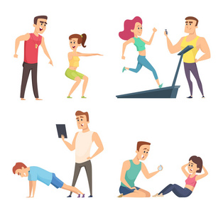 健身房训练.卡通运动人物集照片