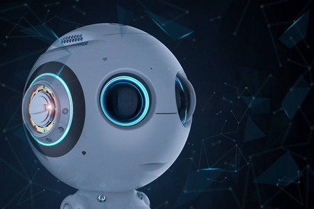 用卡通人物渲染可爱的人工智能机器人照片