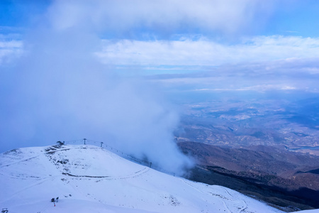 雪山 Falakro，在希腊的鸟瞰图