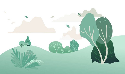 向量自然兰斯科普背景与树小山照片