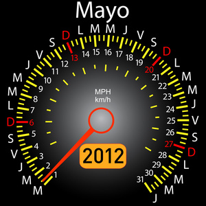 2012 年日历测速仪在西班牙语中的车。5 月