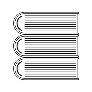 栈的书籍图标。细线设计。矢量插图