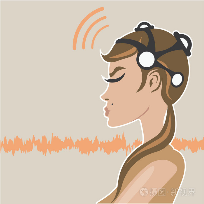 脑电图 headsest插画-正版商用图片0907ar-摄图新视界